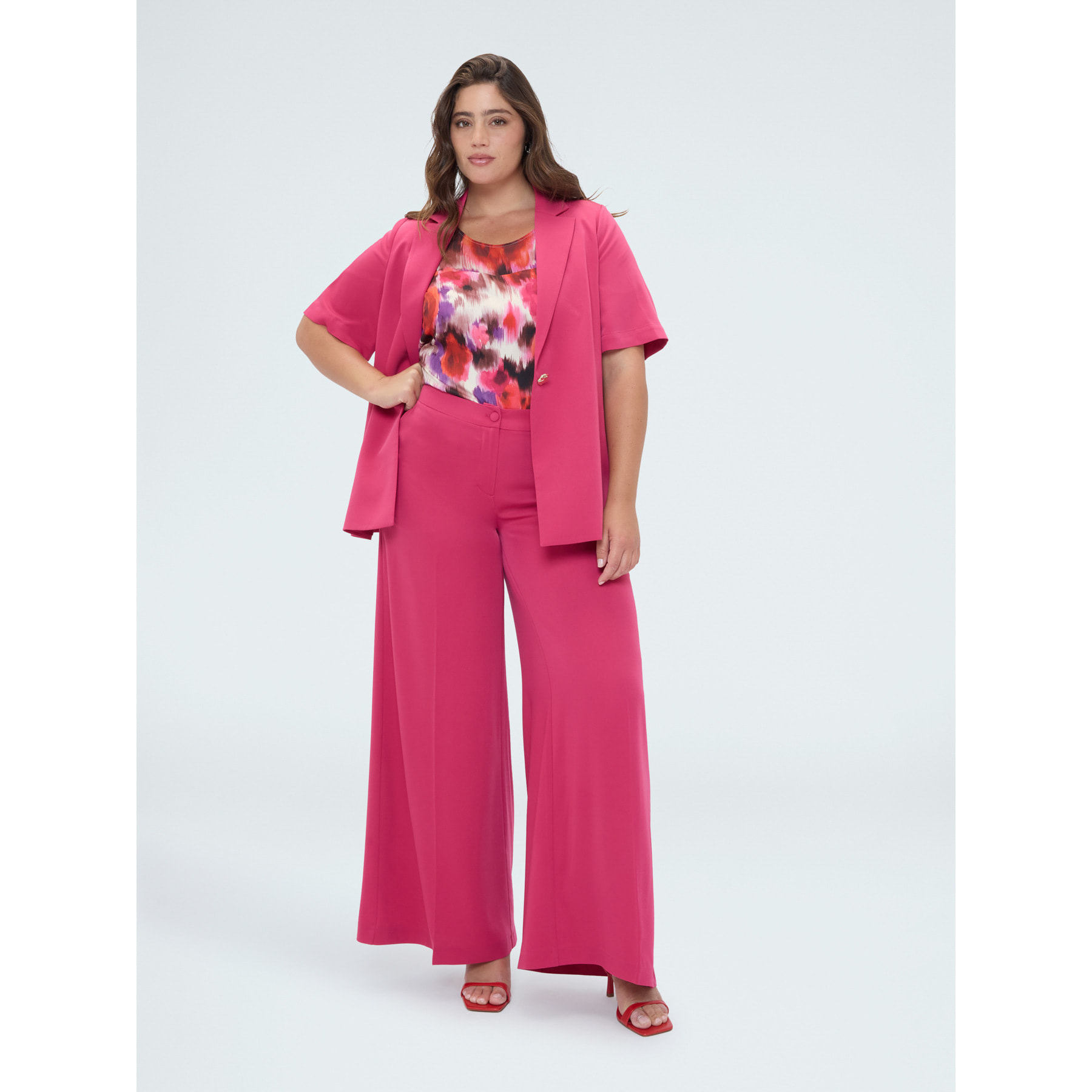 Fiorella Rubino - Pantaloni Wide Leg in tessuto fluido - Fucsia