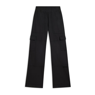 Pantaloni cargo wide leg in felpa con tasconi