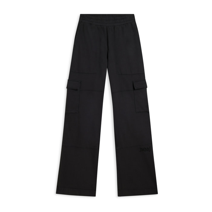 Pantaloni cargo wide leg in felpa con tasconi
