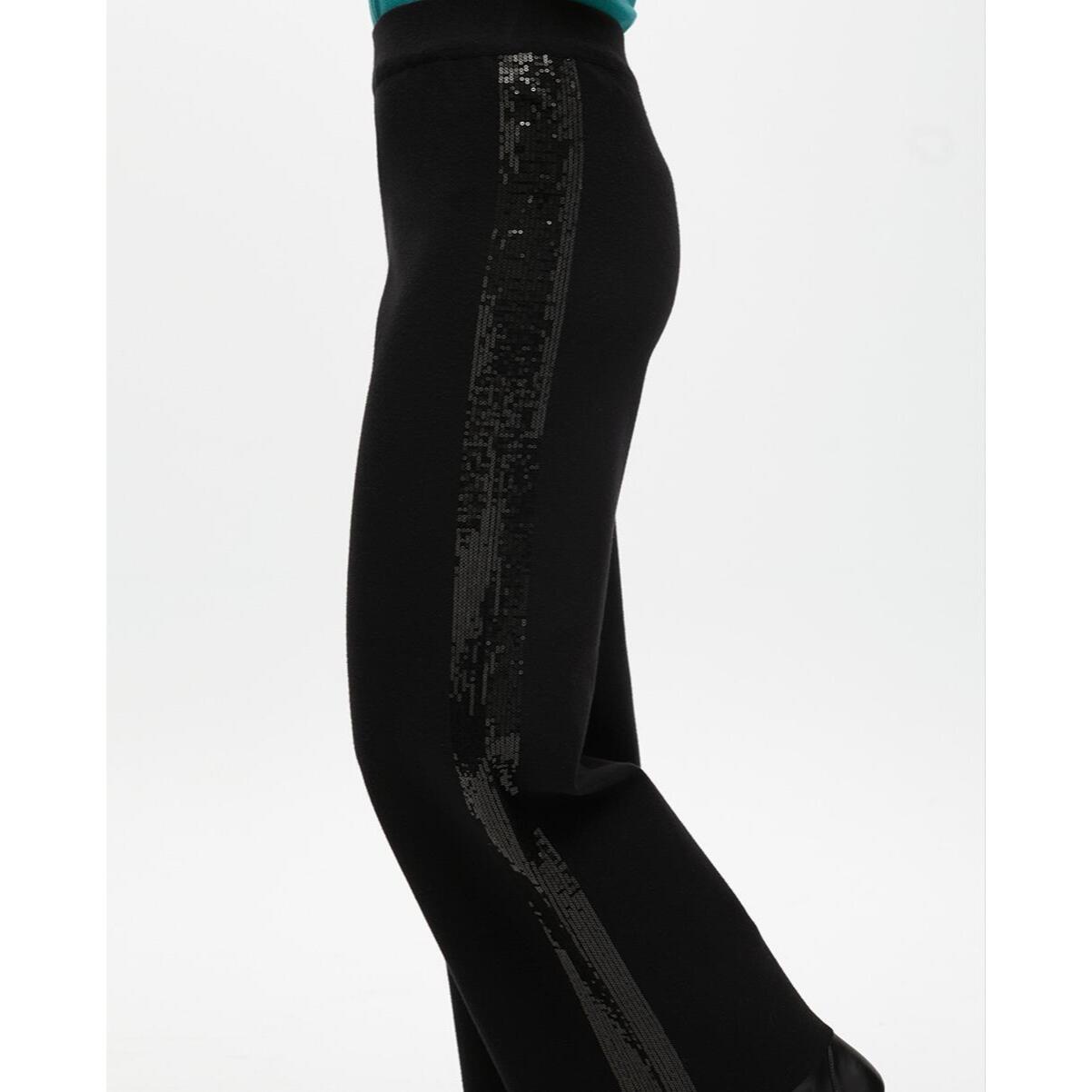 Pantaloni in maglia con paillettes laterali