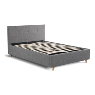 Lit coffre Mala 160x200cm tissu gris
