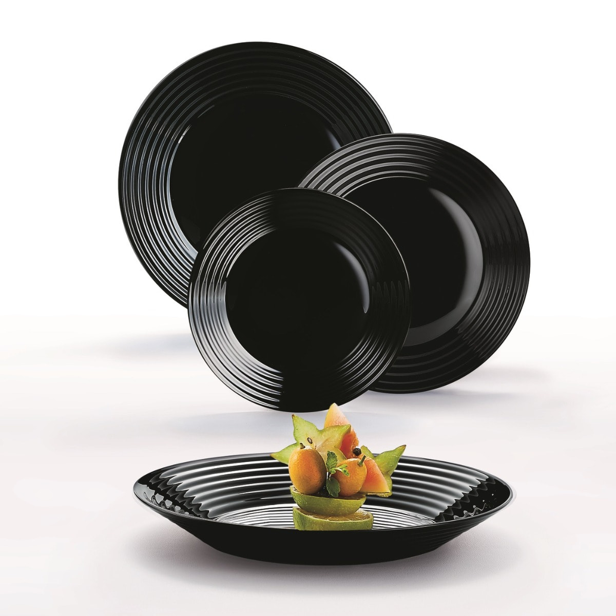 Set de platos 18 piezas Harena negro - Luminarc