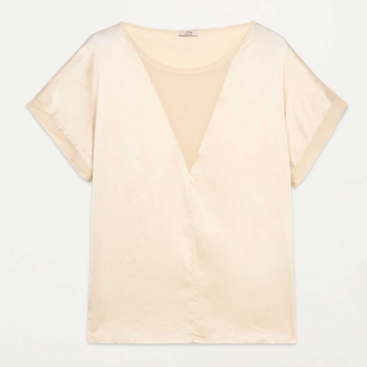 Oltre - Blusa con inserto transparente - Blanco