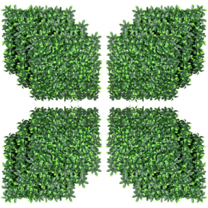 Haie artificielle feuilles de laurier - treillis extensible - brise-vue canisse végétale feuillage réaliste 12 panneaux 50L x 50l cm PE vert
