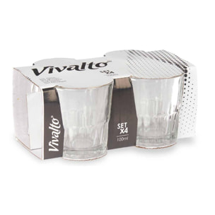 Set 4 vasos vidrio cortado 100ml colección vivalto