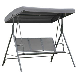 Columpio Balancín Jardín de 3 Plazas con Techo Parasol Ajustable Respaldo Transpirable y Marco de Acero para Terraza Balcón Exterior 175x118x159 cm Gris