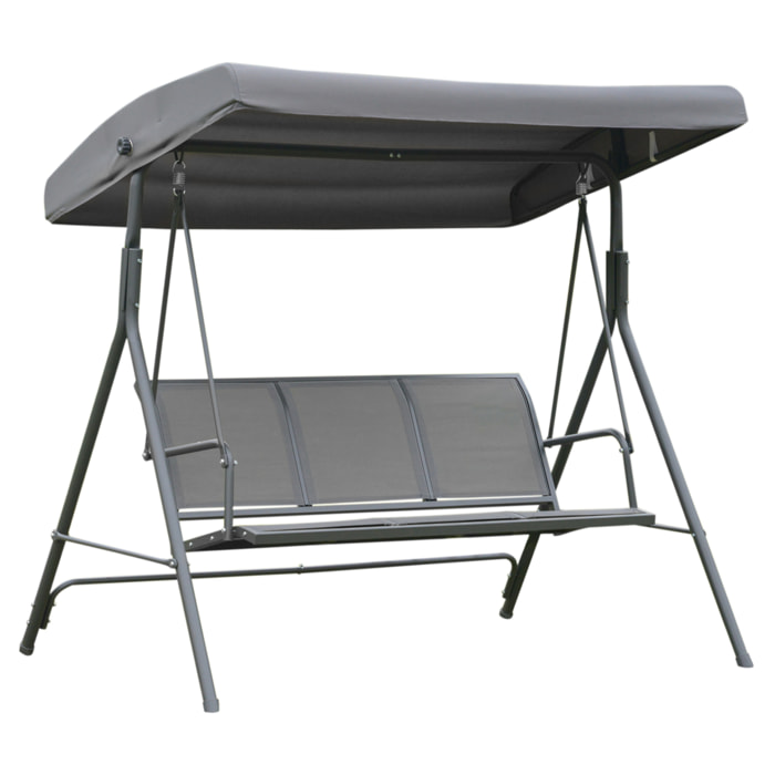 Columpio Balancín Jardín de 3 Plazas con Techo Parasol Ajustable Respaldo Transpirable y Marco de Acero para Terraza Balcón Exterior 175x118x159 cm Gris