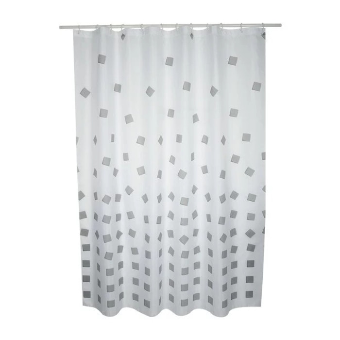 Rideau de douche Polyester THIKA 180x200cm QUALITE PREMIUM Gris - Anneaux inclus MSV