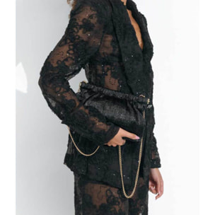 Bolso de fiesta negro con boquilla