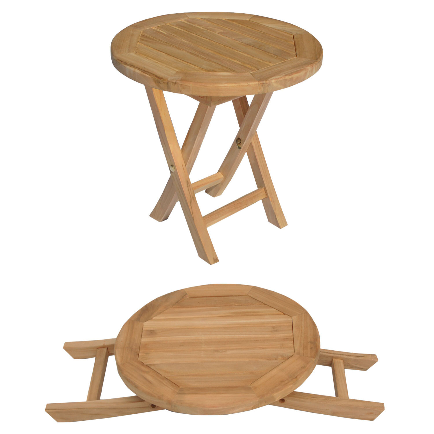 Ensemble bain de soleil pliant en teck avec table d'appoint LOMBOK