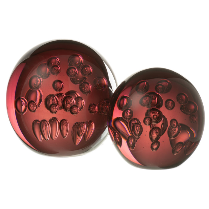J-Line presse-papier Bulle - verre - bordeaux - large