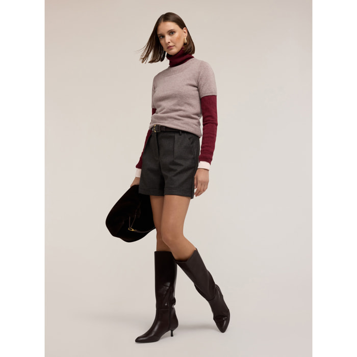 Motivi - Shorts cropped con motivo a cuadros - Gris