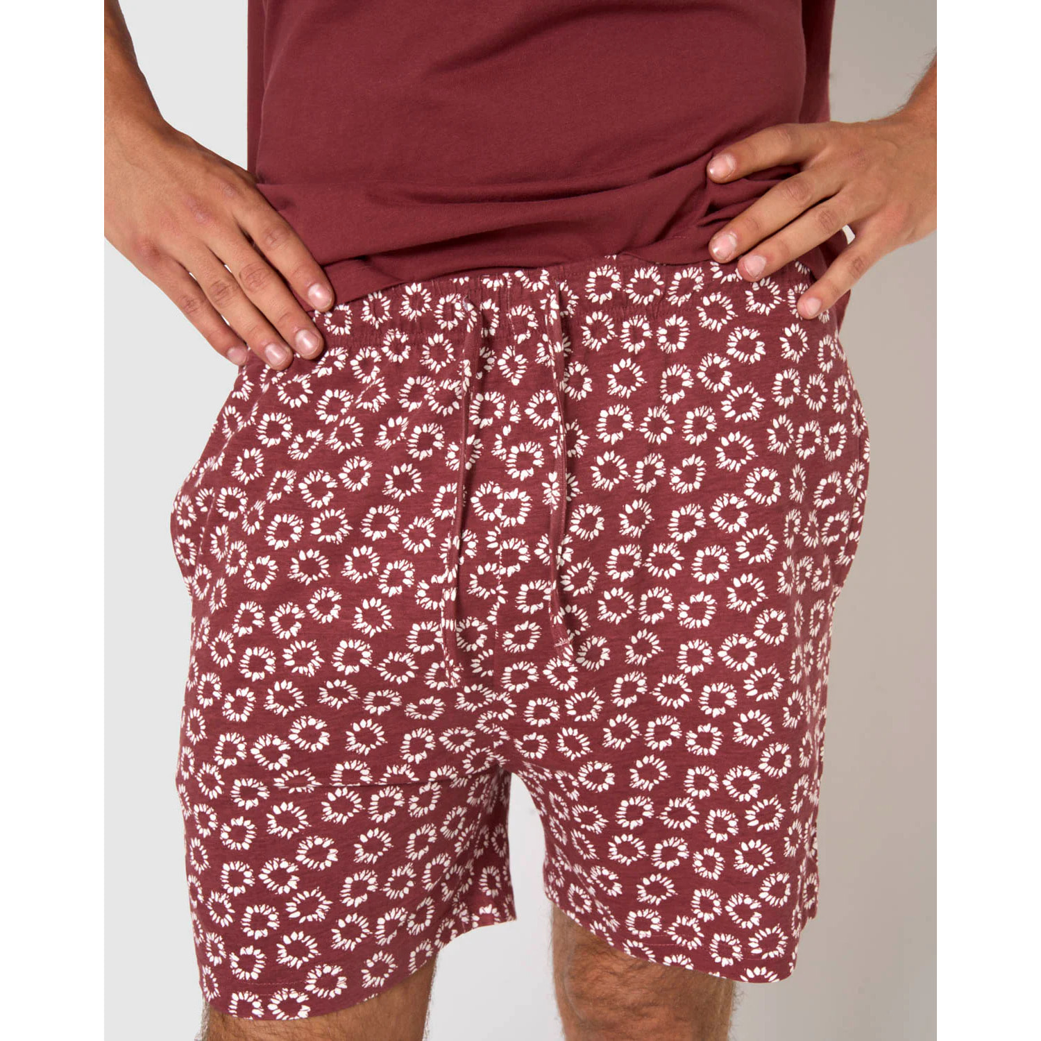 Pijama corto algodón khaul burdeos