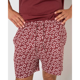 Pijama corto algodón khaul burdeos