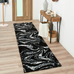 Oslo - tapis de salon à poils longs design abstrait noir