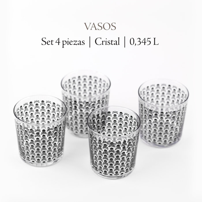 Set de 4 vasos de agua calavera 35cl scalpers home