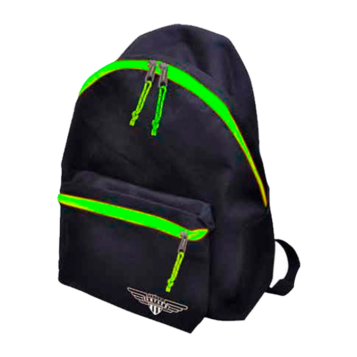 MOCHILA ECO GRANDE NEGRO CREMALLERA AMARILLO