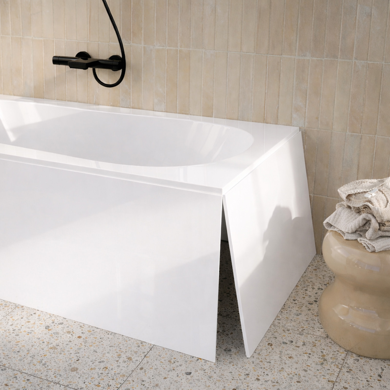 Tablier de Baignoire Blanc Brillant 80x50x2.5 cm - Acrylique et ABS