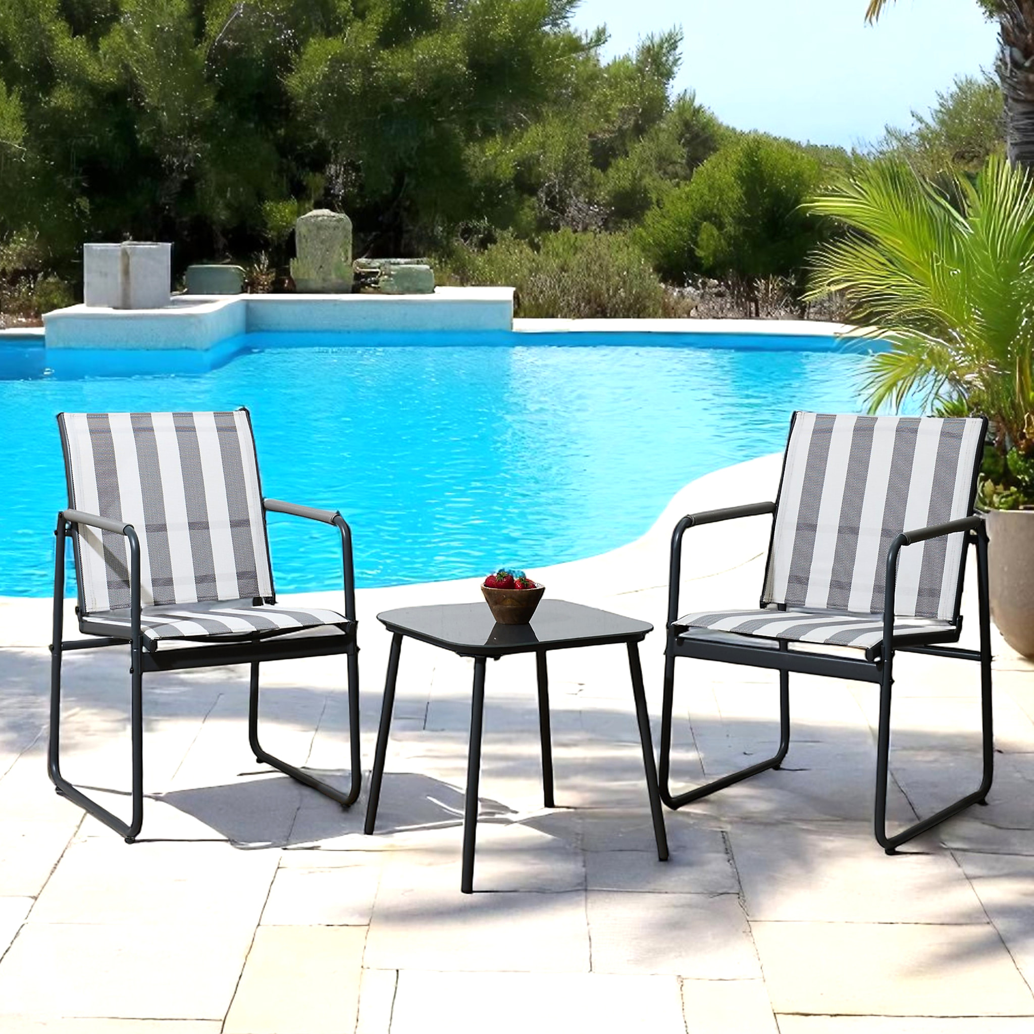 Salon De Jardin Namur 2pcs Gris
