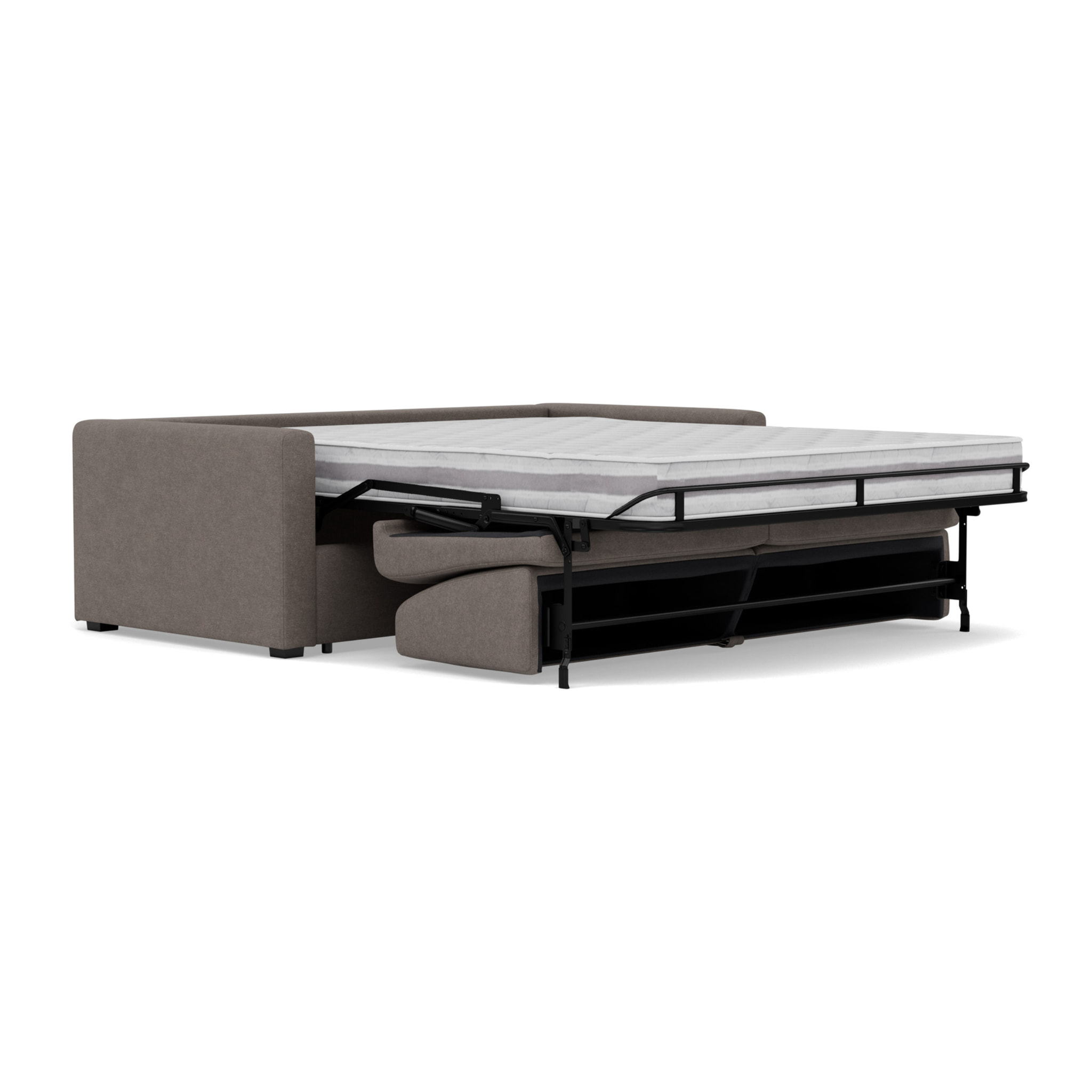 Julia - canapé 3 places convertible couchage quotidien matelas 18 cm en tissu - Gris