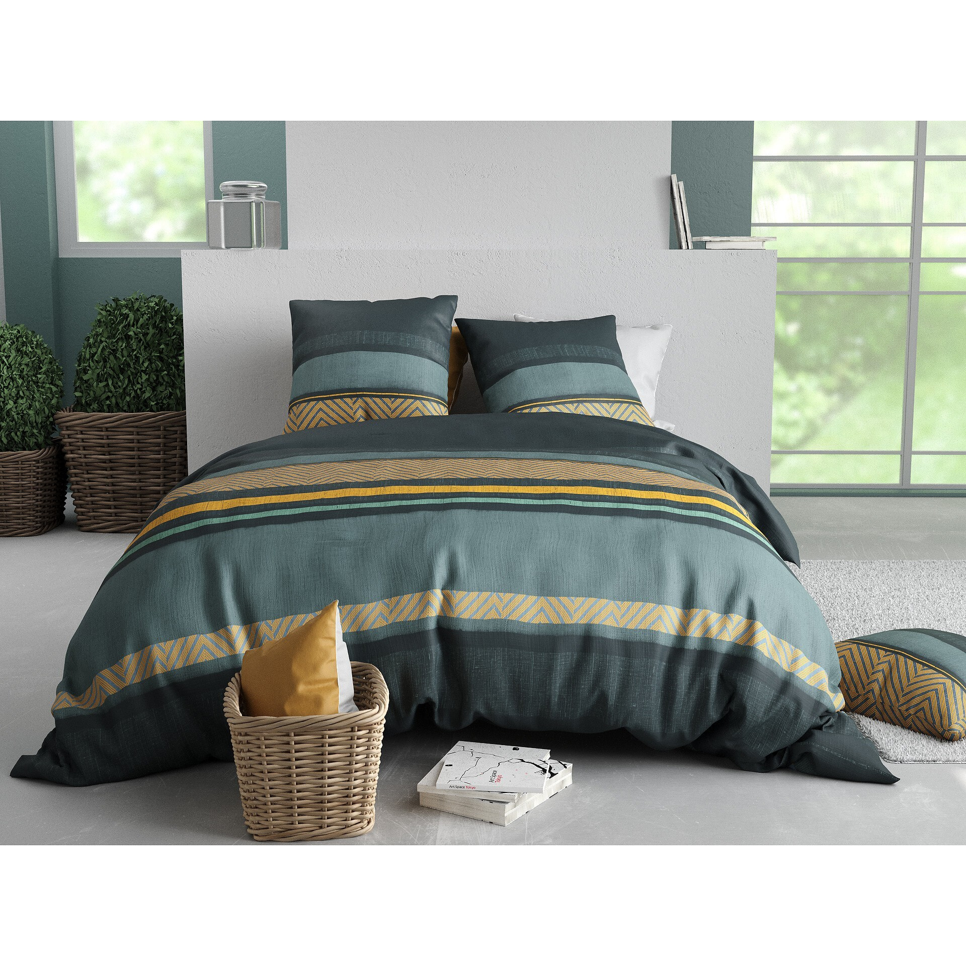 Parure housse de couette imprimée + 2 taies Astral