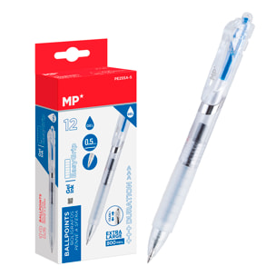 PACK 12 PENNE A BOLLO INCHIOSTRO GEL PUNTA 0.5 mm BLU