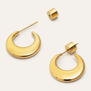 Pendientes Aro Lunette Acero Baño Oro