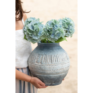 J-Line Cache-Pot Extérieur Antique - polyrésine - bleu/blanc - small