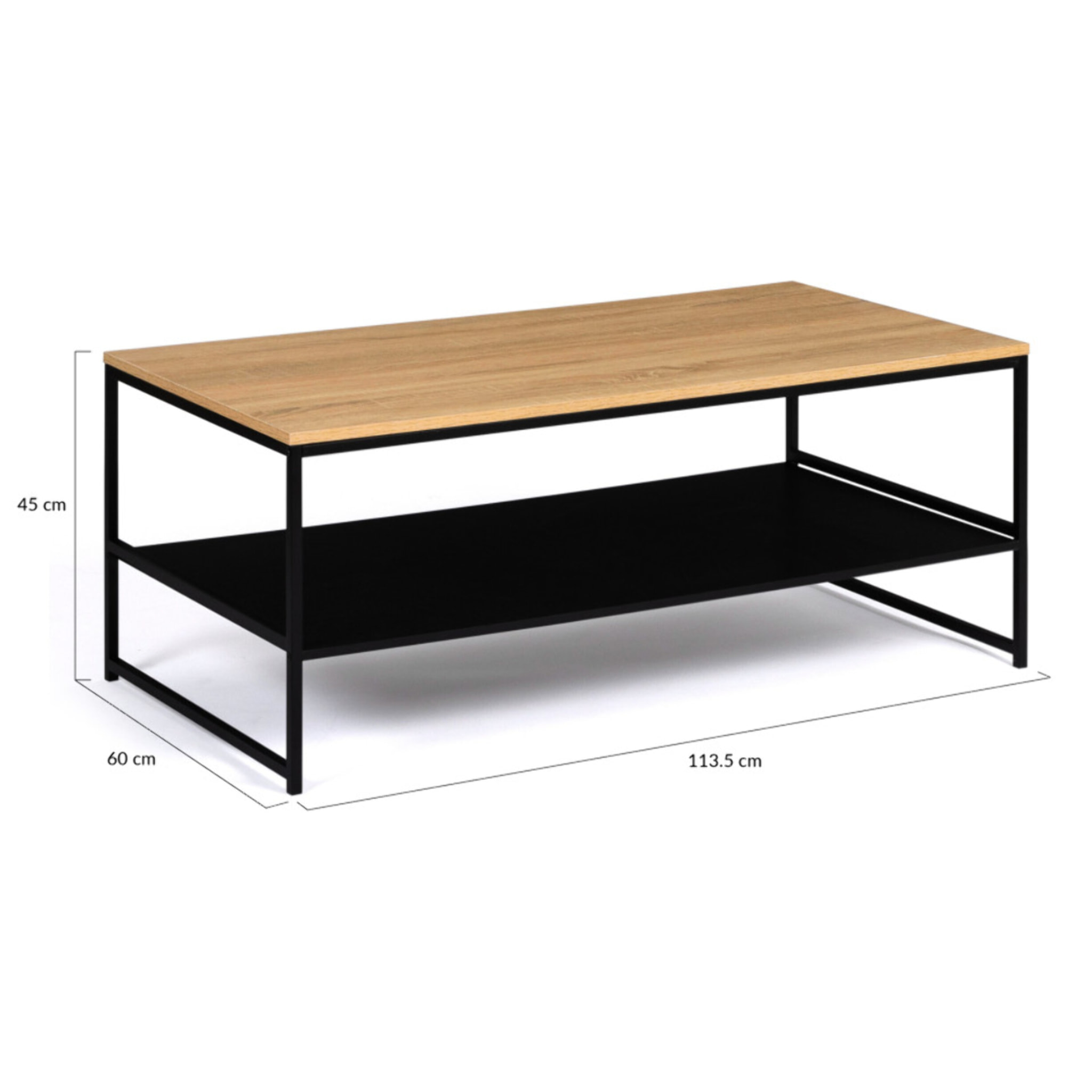 Table basse Manhattan double plateau bois et noir