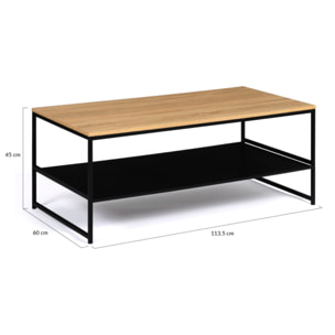 Table basse Manhattan double plateau bois et noir
