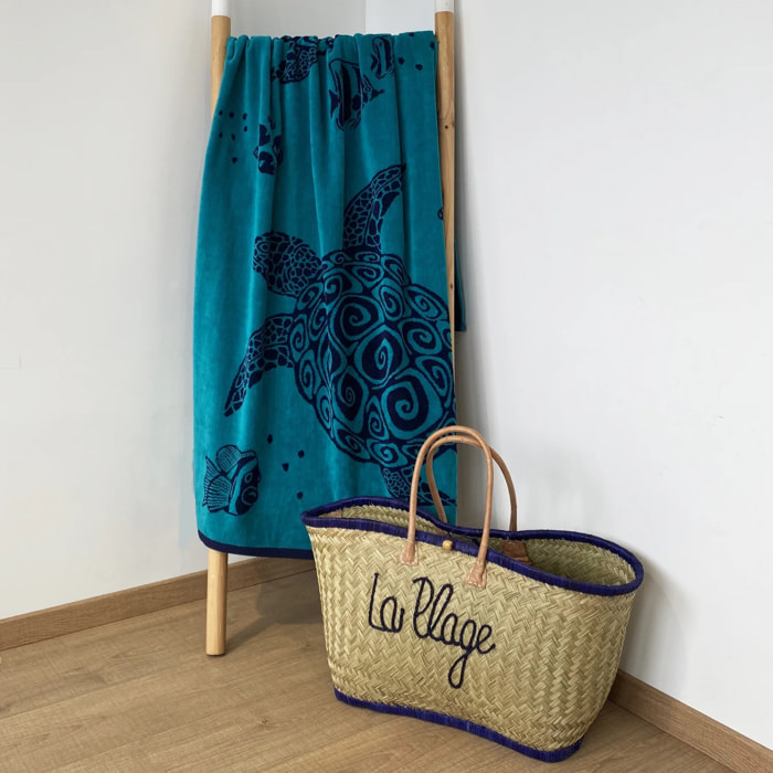 Serviette de plage éponge velours Jacquard - Osa - 90x170cm - 400g/m²