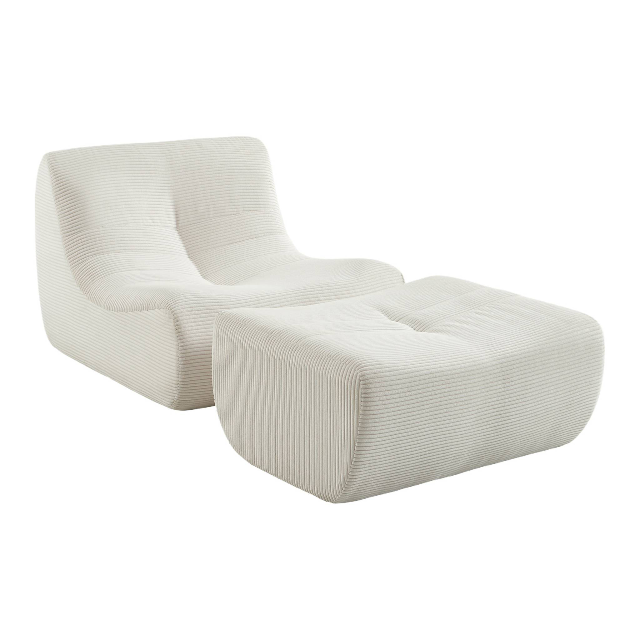 Chauffeuse velours côtelé 1 place avec repose pieds SOKOL