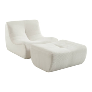 Chauffeuse velours côtelé 1 place avec repose pieds SOKOL