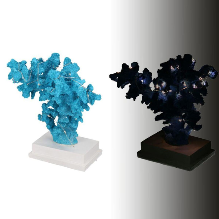 Corallo in resina azzurro con led cm20x17h24,5