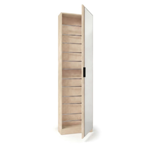 Zapatero alto de 1 puerta con espejo en microcemento beige 180x50 cm Roma Microcemento Beige