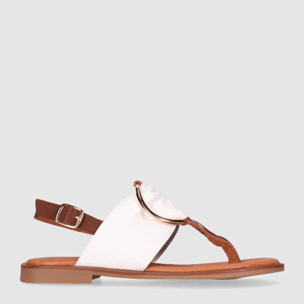 Sandalias de Piel - Blanco - Tacón: 1 cm