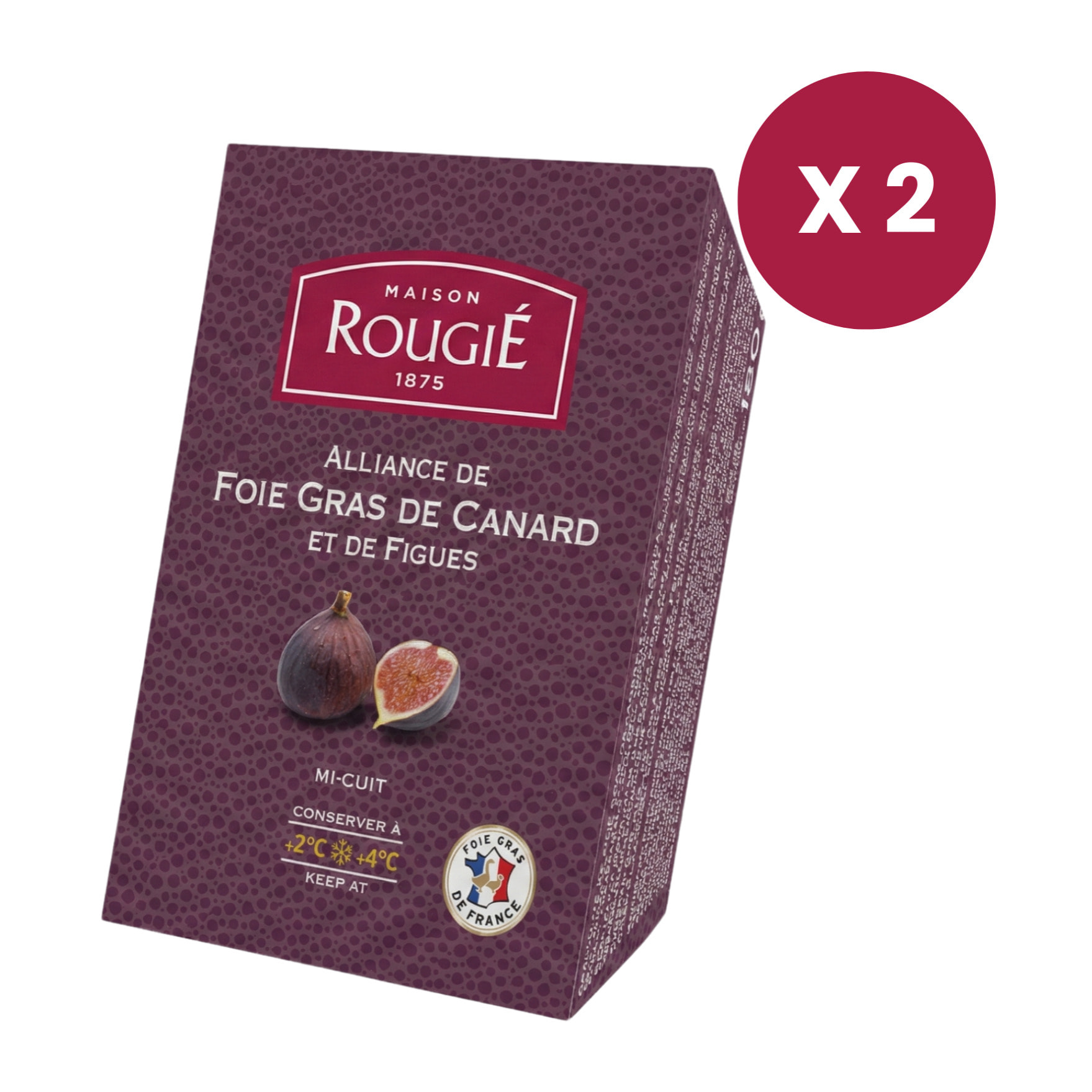 Lot de 2 - Foie Gras de Canard entier aux Figues 180g - mi-cuit