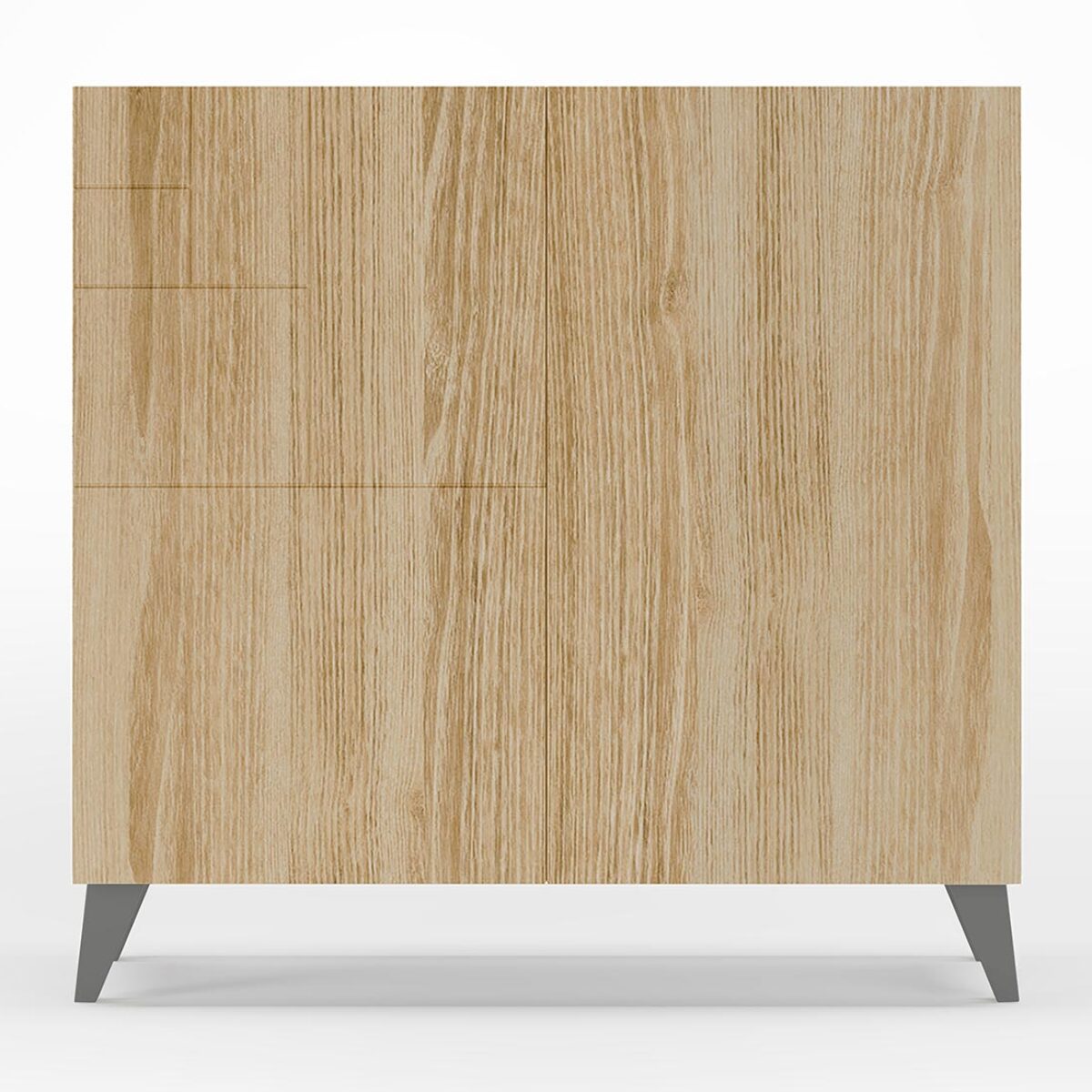 Zapatero Bergen melamina roble patas gris 87x90x27 cm