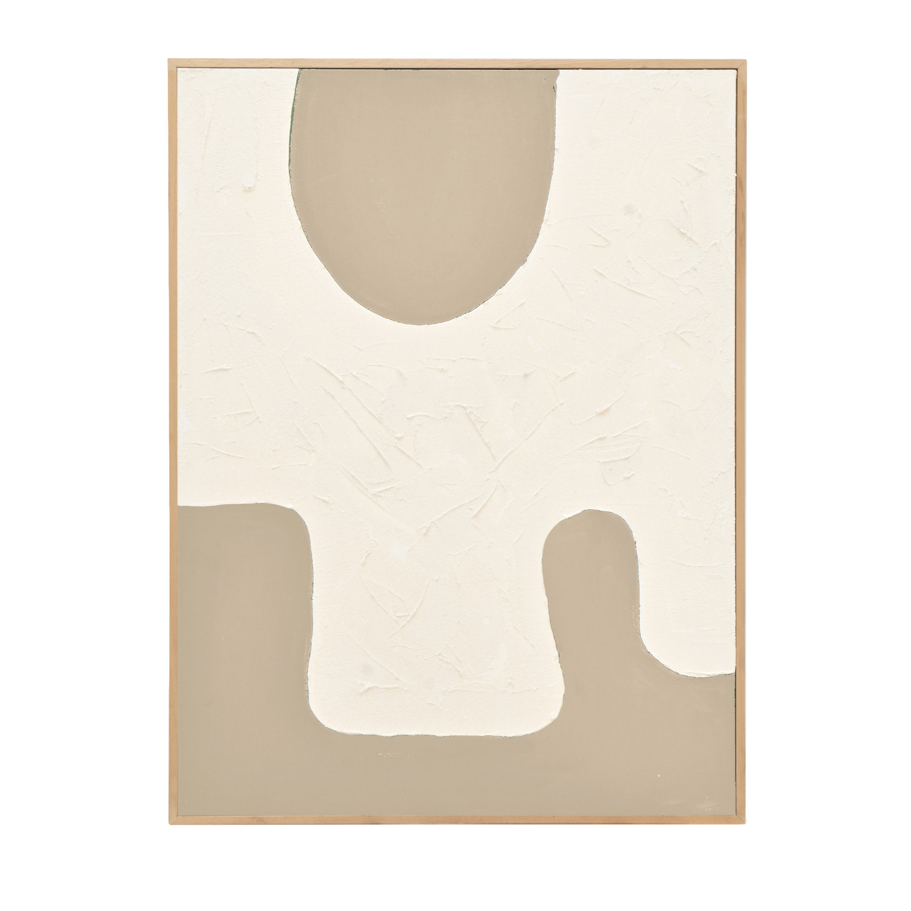 Tableau blanc e beige décoratif sur coton avec cadre en bois peint à la main à la peinture à l'huile en différentes tailles