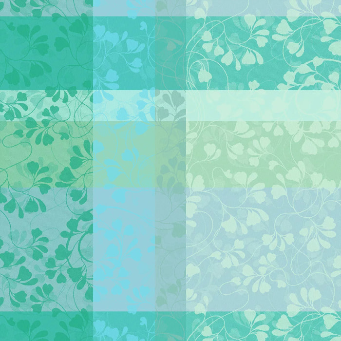 Serviette pur coton motif jacquard bleu vert Mille feuillages turquoise