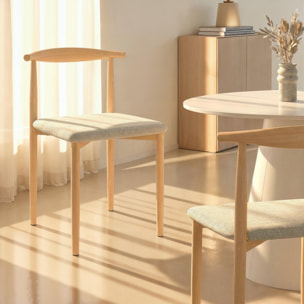Chaises Adam tissu beige pieds effet bois - lot de 6