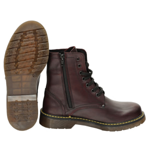 Anfibi in vera pelle con stringhe e lampo laterale