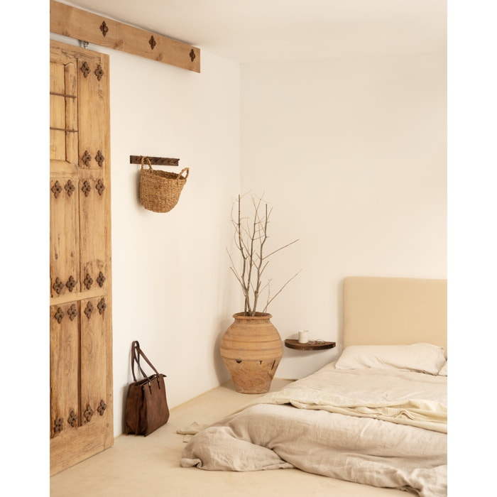 Mesita de noche de madera maciza flotante en tono nogal de 3x40cm Alto: 3.2 Largo: 40 Ancho: 19.5