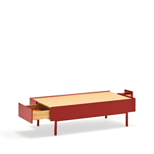 Mesa de centro Arista con 2 cajones burdeos