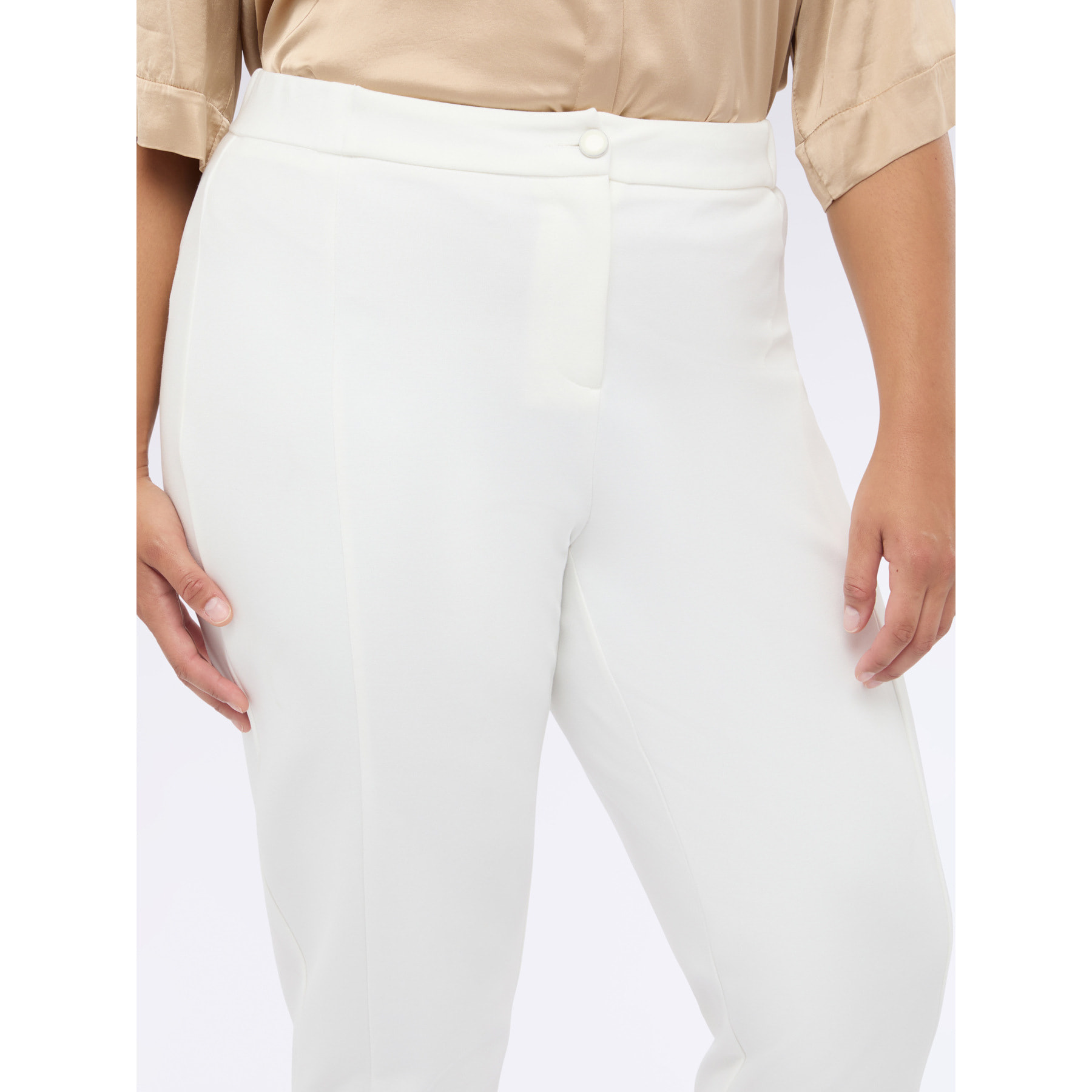 Fiorella Rubino - Pantalones Carrot Fit en Punto Milano - Blanco