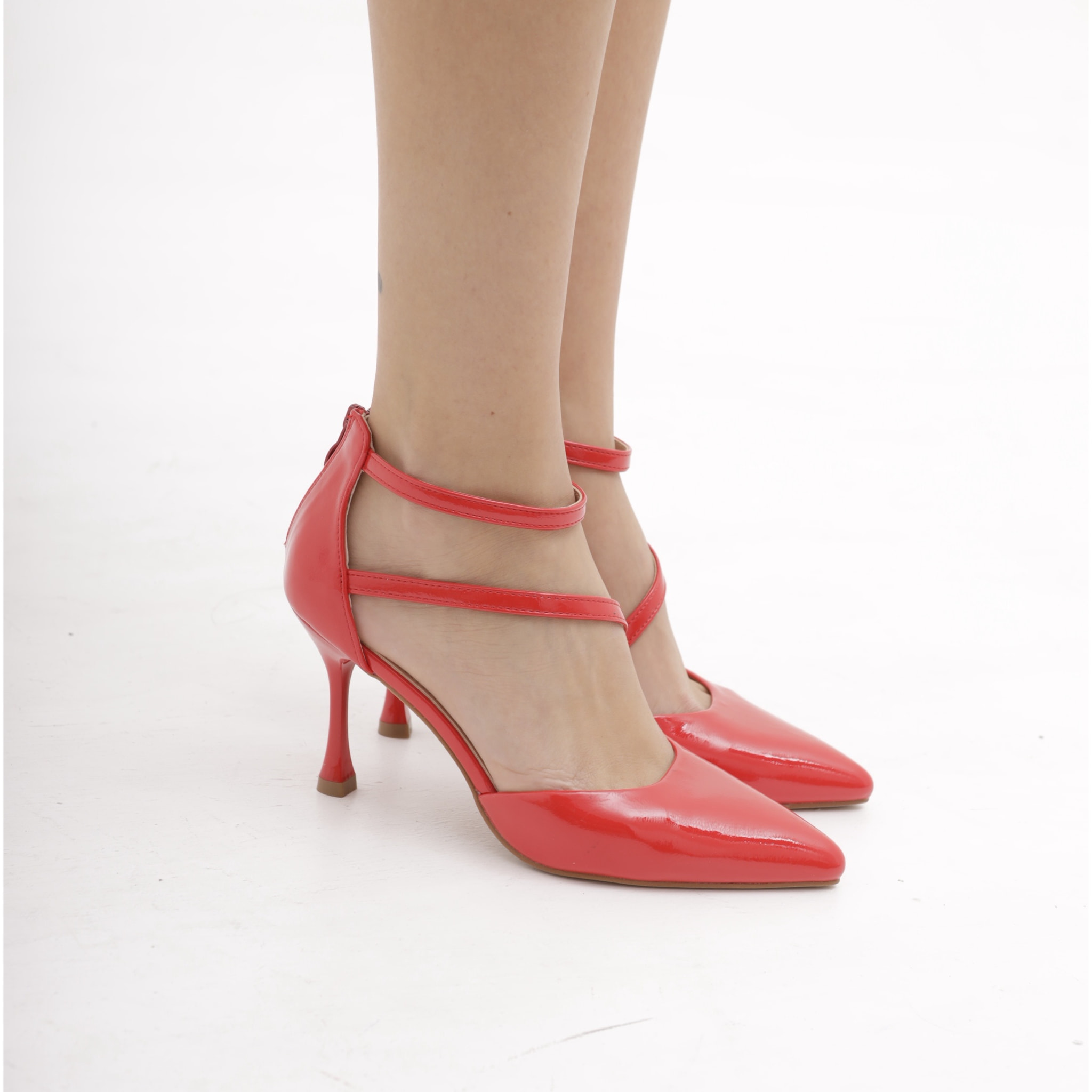 DECOLLETE' D'ORSAY CINTURINO ROSSO
