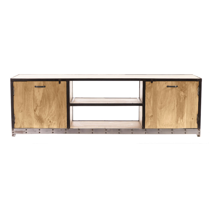 Meuble TV industriel en bois manguier massif L178 cm INDUSTRIA