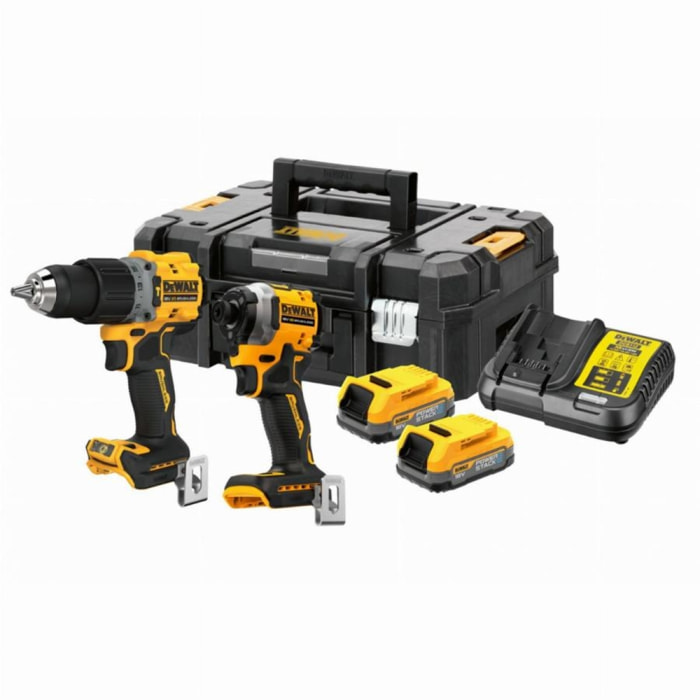 Pack perceuse visseuse à percussion + visseuse à chocs 18V 1,7Ah Powerstack DEWALT - DCK2050E2T-QW