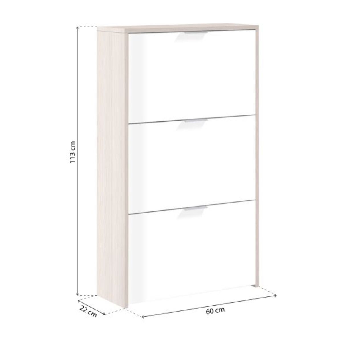 Zapatero Remi de 3 puertas Roble - Blanco