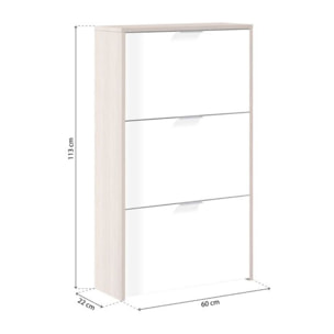 Zapatero Remi de 3 puertas Roble - Blanco